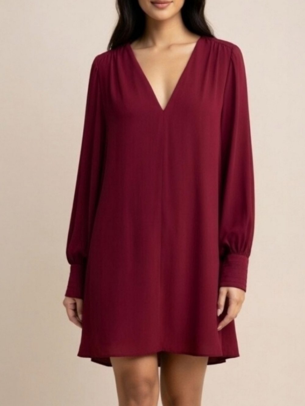 A New Day Long Sleeve V-Neck Shift Dress